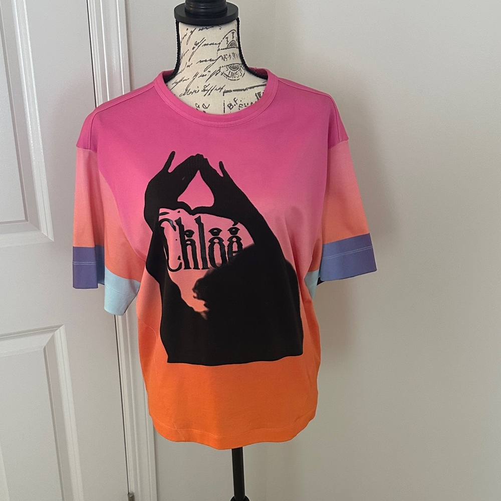 Chloe Multicolor Graphic Blouse - Pink, Orange, Black